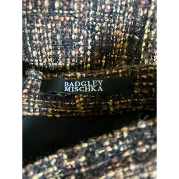 Badgley Mischka Brown Tweed Midi Pencil Skirt - Picture 4 of 4